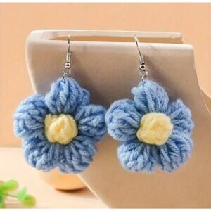 Unique Novelty Knitted Flower Earrings, Kawaii Cute Gift, Teacher Earrings